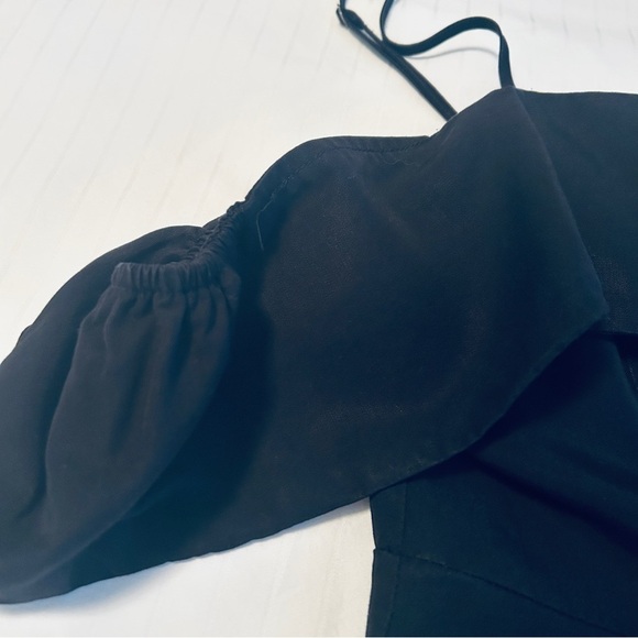 J.O.A. Dress Black Off the Shoulder Ruffle Front LBD Fit and Flare size Medium - Picture 14 of 16